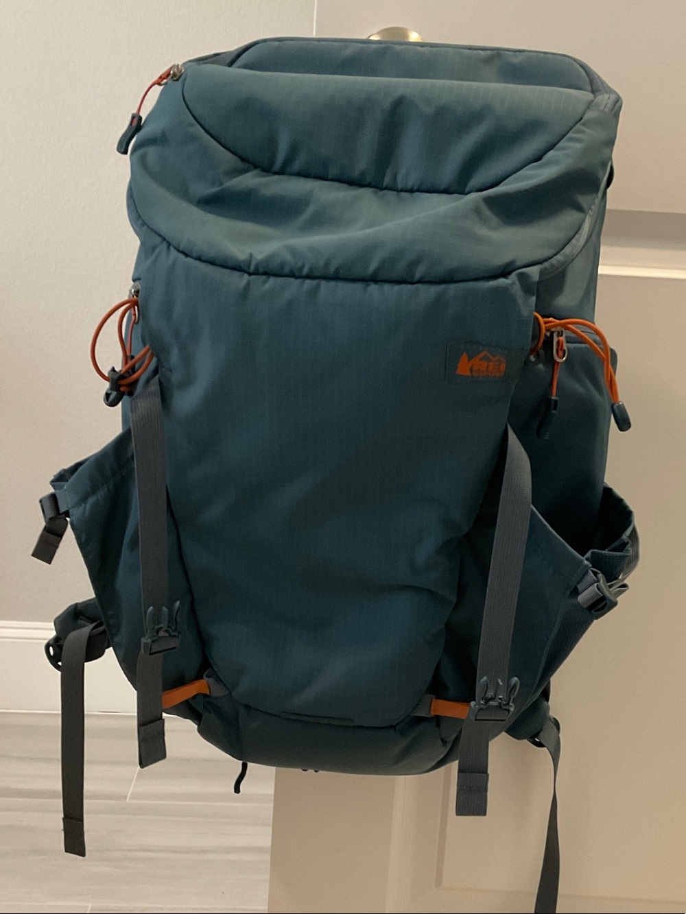 REI Teal Backpack with Orange Accents